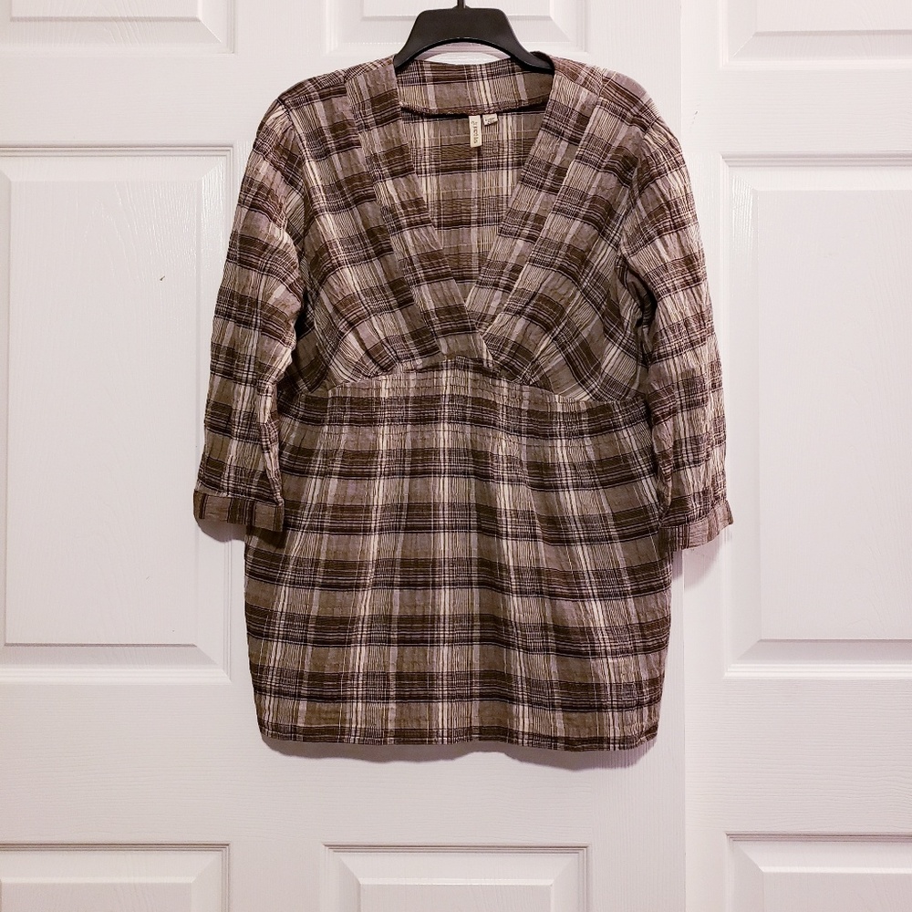 3/4 Sleeve Blouse w/ Empire Waist, Sz XL